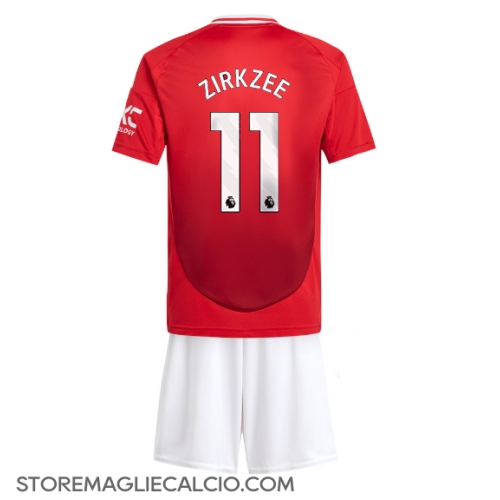 Manchester United Joshua Zirkzee #11 Maglia Gara Casa Repliche 2024-25 Bambino Maniche Corte Manchester United Joshua Zirkzee #11 Maglia Gara Casa Repliche 2024-25 Bambino Maniche Corte
